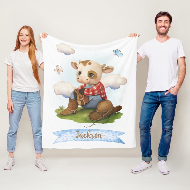 Little Cowboy Cute Bull Fleecefilt (På plats)