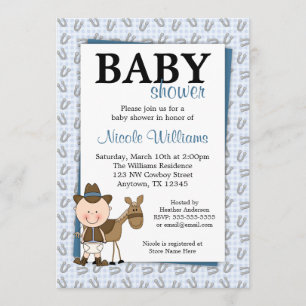 Little Cowboy Hästsko Baby Shower Inbjudningar