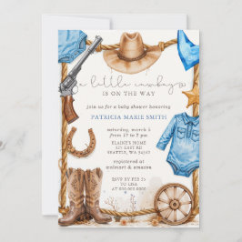 Little Cowboy Is On The Way Boy Baby Shower Inbjudningar