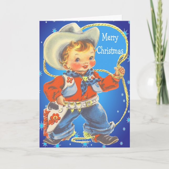 Little Cowboy med Rope God jul Helgkort (Framsida)