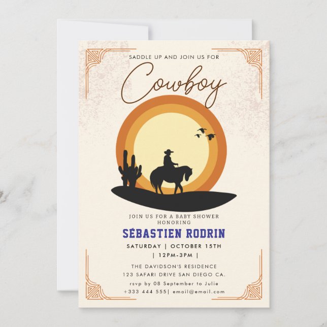 Little Cowboy Modern Baby Shower Inbjudningar (Framsida)