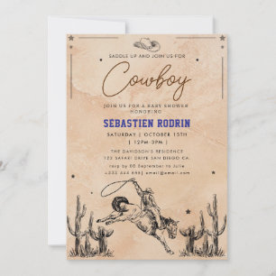 Little Cowboy Modern Baby Shower Inbjudningar