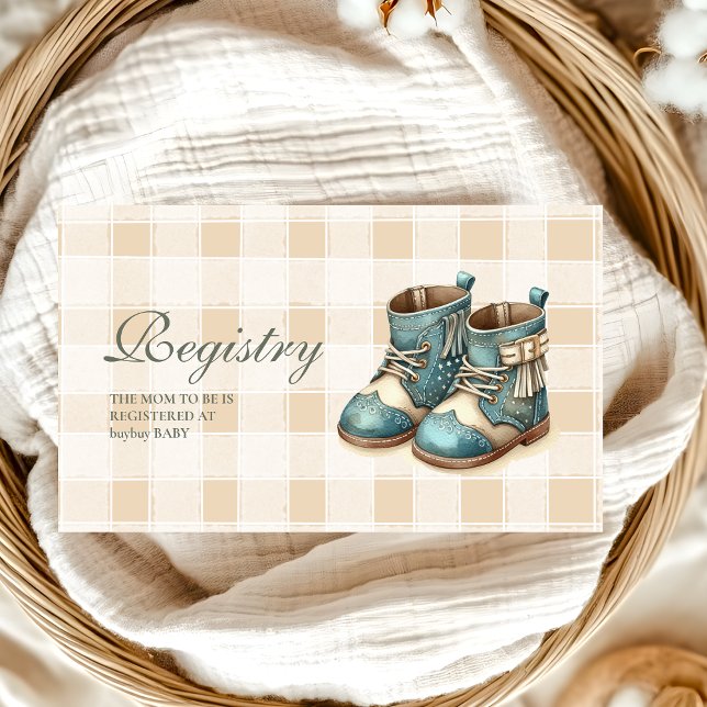 Little Cowboy Modern Western Rodeo Baby register Tilläggskort (Skapare uppladdad)