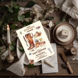 Little Cowboy Modern Western Rodeo Baby Shower Inbjudningar