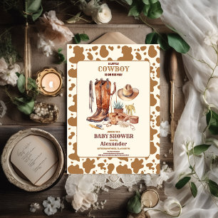Little Cowboy Modern Western Rodeo Baby Shower Inbjudningar