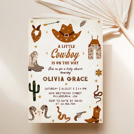 Little Cowboy Modern Western Rodeo Baby Shower Inbjudningar