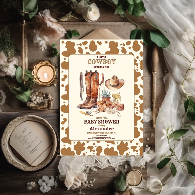 Little Cowboy Modern Western Rodeo Baby Shower Inbjudningar (Skapare uppladdad)