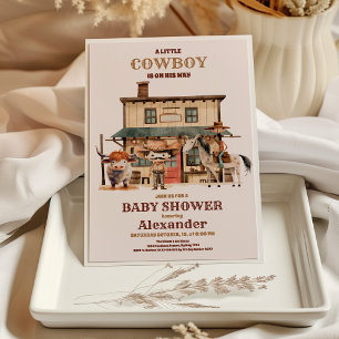 Little Cowboy Modern Western Rodeo Baby Shower Inbjudningar