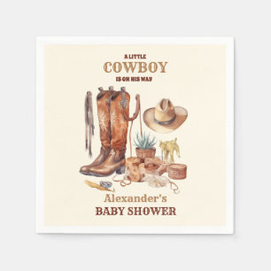 Little Cowboy Modern Western Rodeo Baby Shower Pappersservett