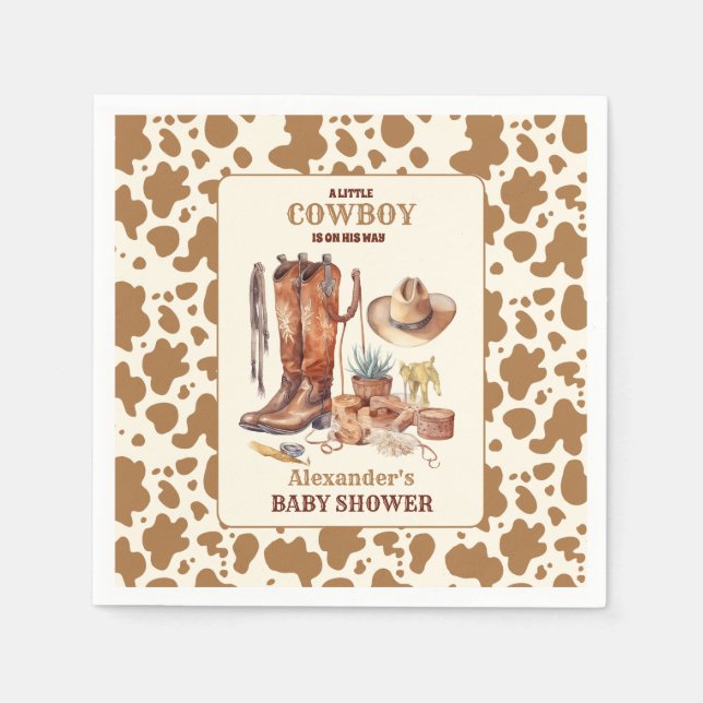 Little Cowboy Modern Western Rodeo Baby Shower Pappersservett (Framsidan)