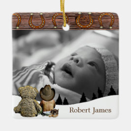 Little Cowboy och Nalle Land jul Julgransprydnad Keramik