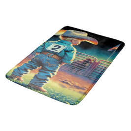 Little Cowboy på Rodeo Fence American Flagga Horse Badrumsmatta