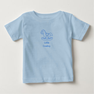 "Little Cowboy" Phrase with Rocking Horse in Blue T Shirt