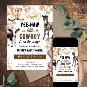 Little Cowboy Rodeo Animals Baby Shower Inbjudningar