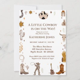Little Cowboy Rustic Western Baby Shower Inbjudningar