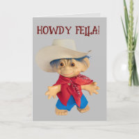Little Cowboy Troll barnpojke-hatt födelsedagskort