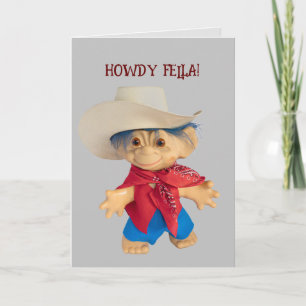 Little Cowboy Troll barnpojke-hatt födelsedagskort Kort