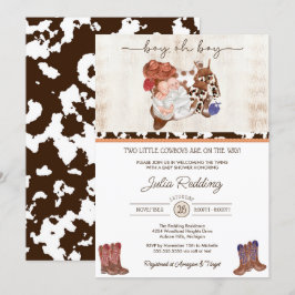Little Cowboy Twin Boys Western Baby Shower Inbjudningar