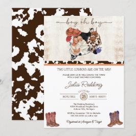 Little Cowboy Twin Boys Western V2 Baby Shower Inbjudningar