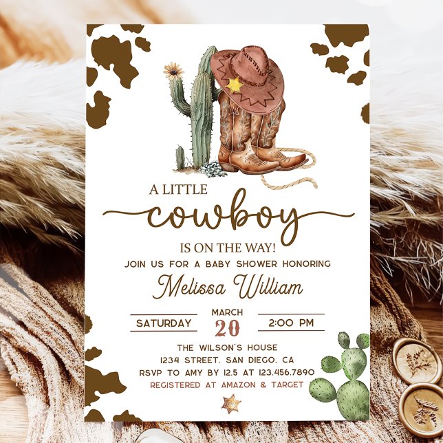 Little Cowboy Vilda western Boy Baby Shower-inbjud Inbjudningar (Skapare uppladdad)