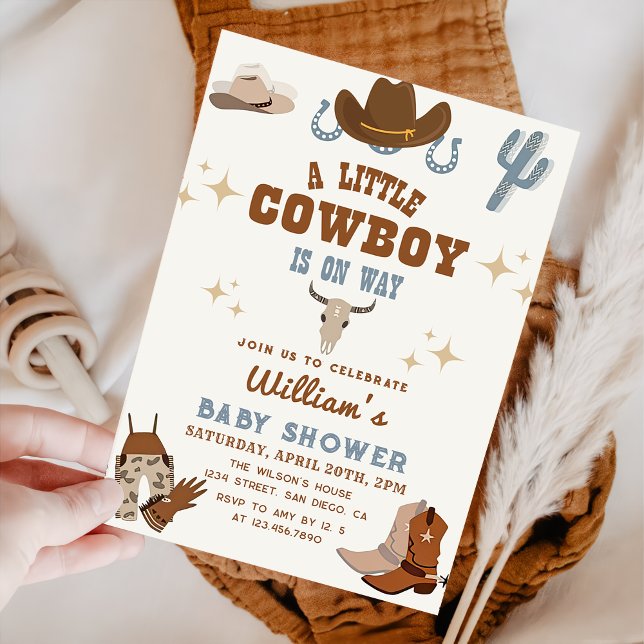 Little Cowboy Vilda western Rodeo Boy Shower Inbjudningar (Skapare uppladdad)