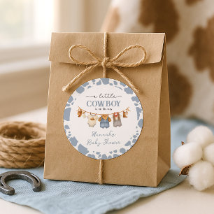 Little Cowboy Western Baby Shower Runt Klistermärke