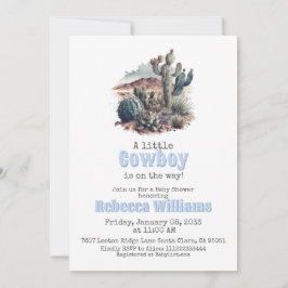 Little Cowboy Western Blue Boy Baby Shower Inbjudningar