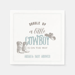 Little Cowboy Western Blue Boy Baby Shower Pappersservett