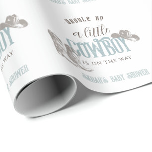 Little Cowboy Western Blue Boy Baby Shower Presentpapper