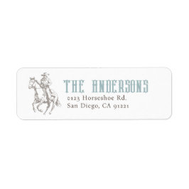 Little Cowboy Western Blue Retrurn Adress Returadress Etikett