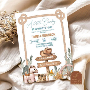Little Cowboy Western Land Baby Shower Inbjudningar