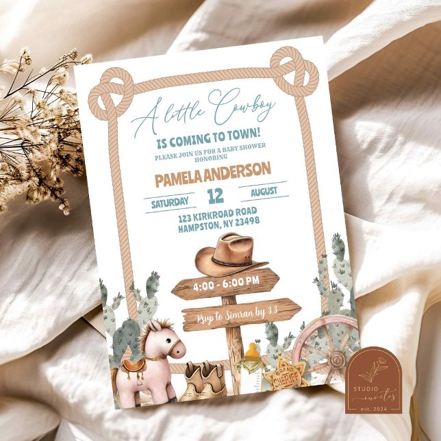 Little Cowboy Western Land Baby Shower Inbjudningar (Skapare uppladdad)