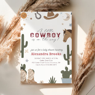 Little Cowboy Western Pojke Baby Shower Inbjudningar