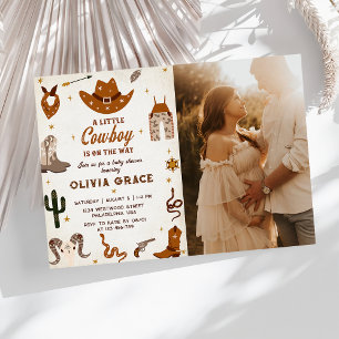 Little Cowboy Western Rodeo Baby Shower Photo Inbjudningar