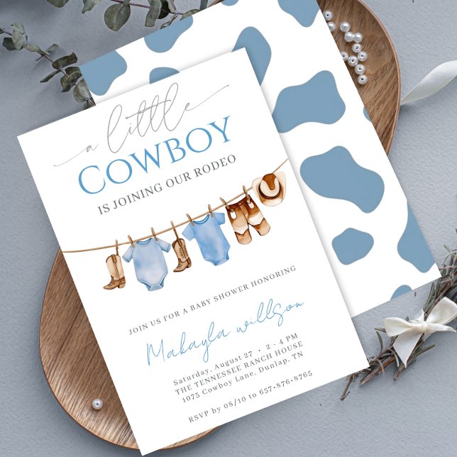 Little Cowboybllue Western Rodeo Baby Shower Inbjudningar (Skapare uppladdad)