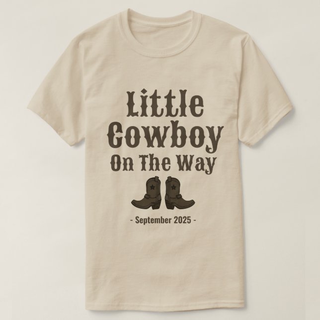Little CowboyBoots Gravid Baby Announcement T Shirt (Design framsida)