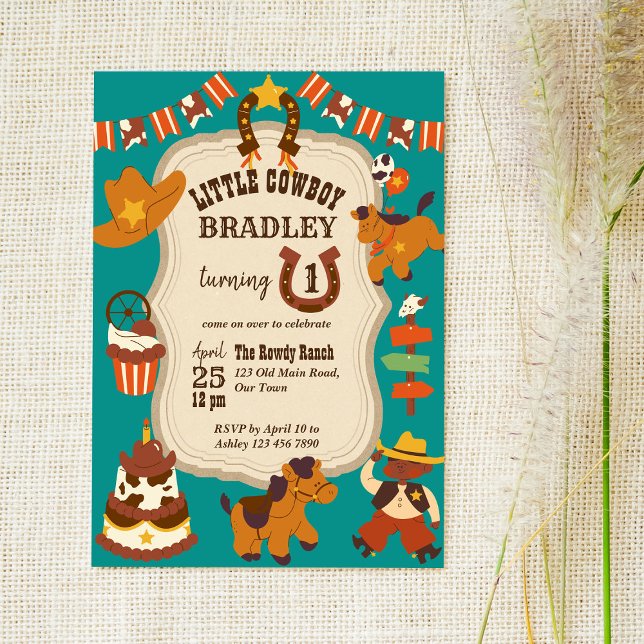 Little cowboyen barns födelsedag party inbjudningar (Skapare uppladdad)