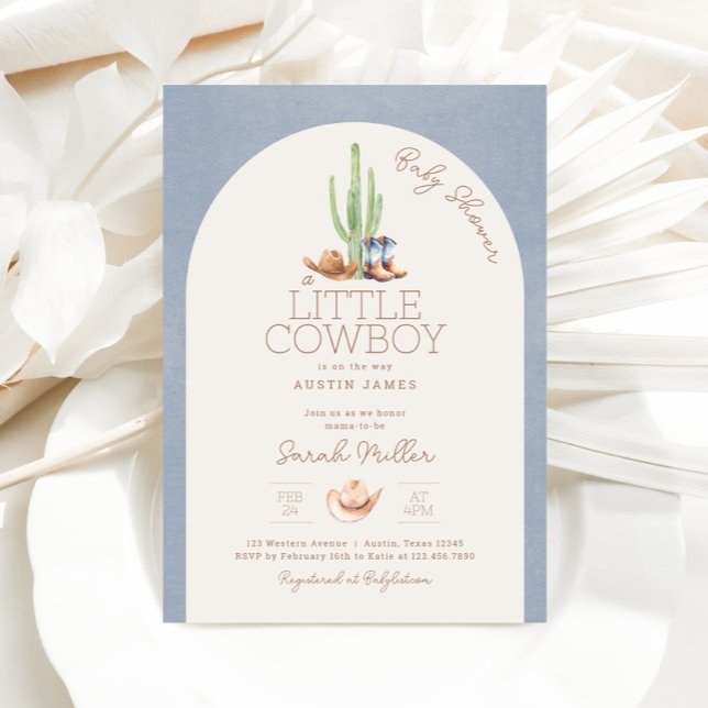 Little Cowboyen på inbjudan till babyskor (Little Cowboy Baby Shower Invitation)
