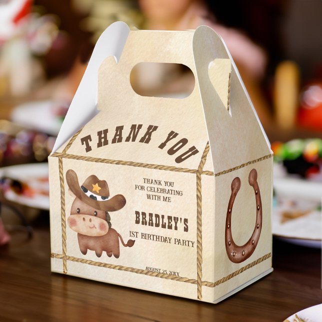 Little cowboyhäst baby 1st rodeo födelsedagsfest presentaskar (Little cowboy baby horse 1st rodeo birthday party favor box personalized western party favor box)