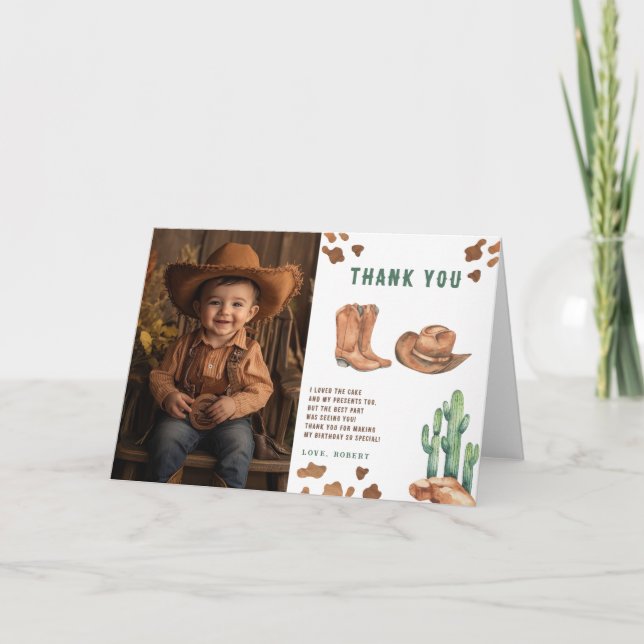 Little Cowboys Födelsedagsfest Tack Kort (Framsida)