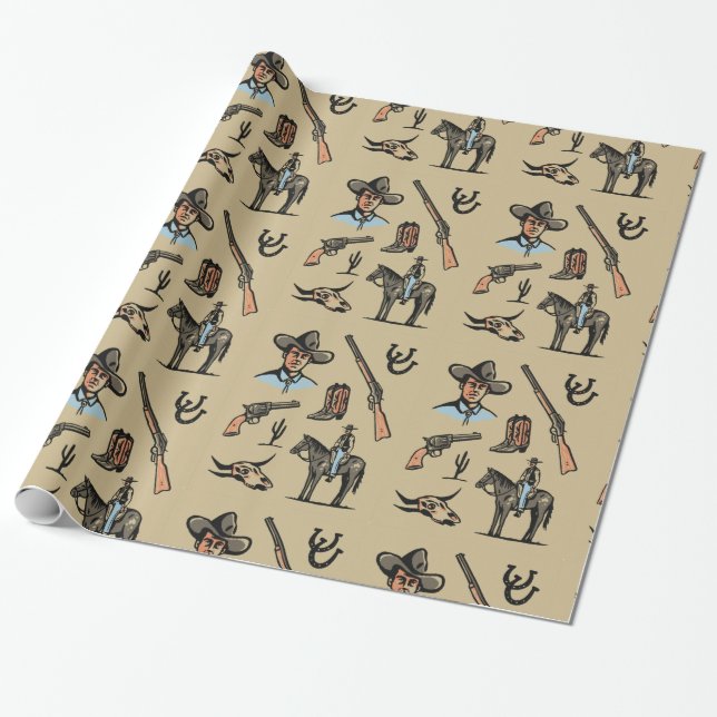 Little Cowboys & Wild West Kids Wrapping Paper – B Presentpapper (Utrullad)