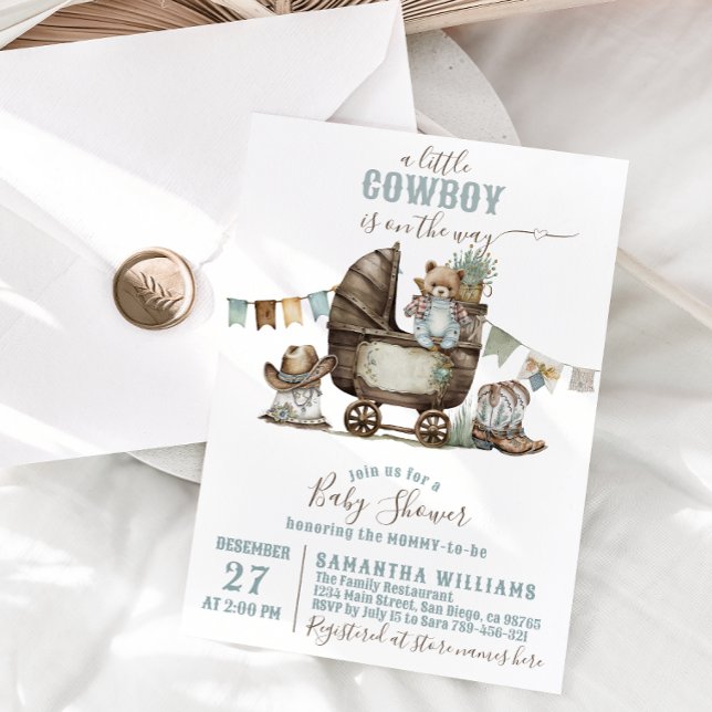 Little cowdoy Vilda western Boy Baby Shower Inbjudningar (Skapare uppladdad)