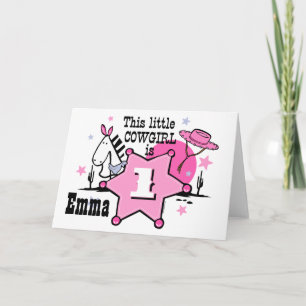 Little Cowgirl 1st Birday Card Kort