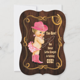 Little Cowgirl 1st Birthday Inbjudningar