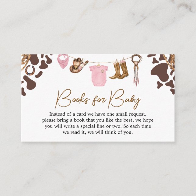 Little Cowgirl Baby Shower Bokar för Baby Tilläggskort (Framsida)