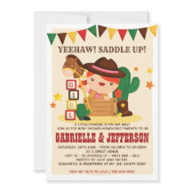Little Cowgirl Baby Shower-inbjudan