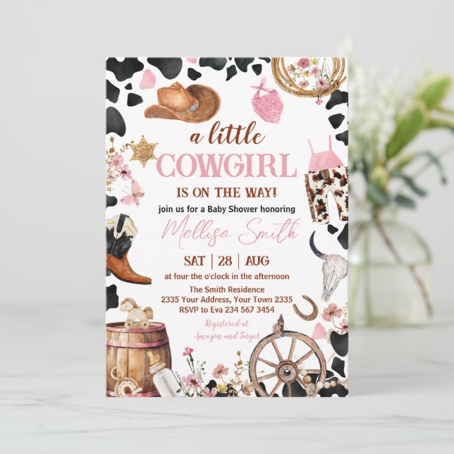 Little Cowgirl Baby Shower Inbjudningar (Stående Fram)