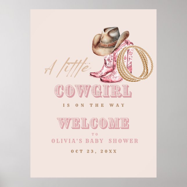  Little Cowgirl Baby Shower Party Welcome  Poster (Framsidan)
