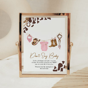 Little Cowgirl Baby Shower Säg inte Baby Poster