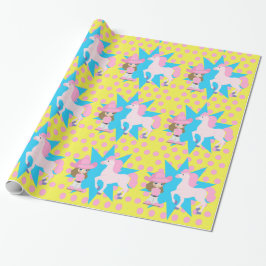 Little Cowgirl Brown Hair med Horse any Occassion Presentpapper